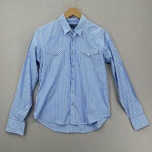 Vintage Ralph Lauren Shirt Womens 8 Pearl Snap Western Cowboy Long Sleeve Boho